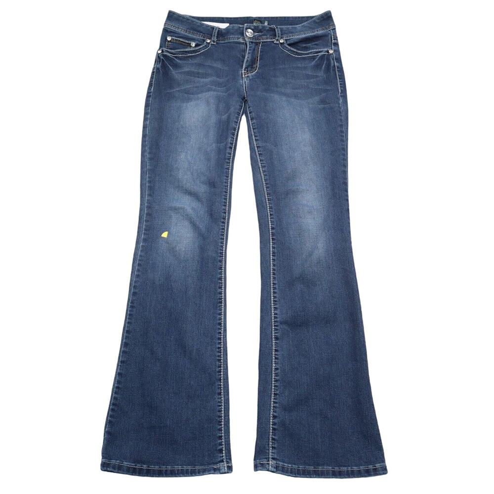 Casual Pants Womens 8 Blue Mid Rise Flat Front 5 Pocket Design Boot Cut Jeans